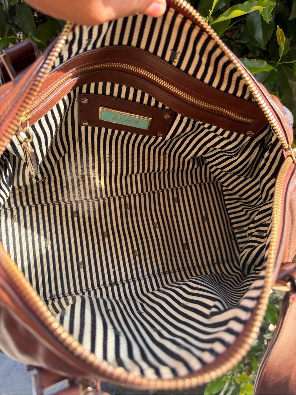 L.A.M.B Blue suede & brown leather satchel - Picture 8 of 10